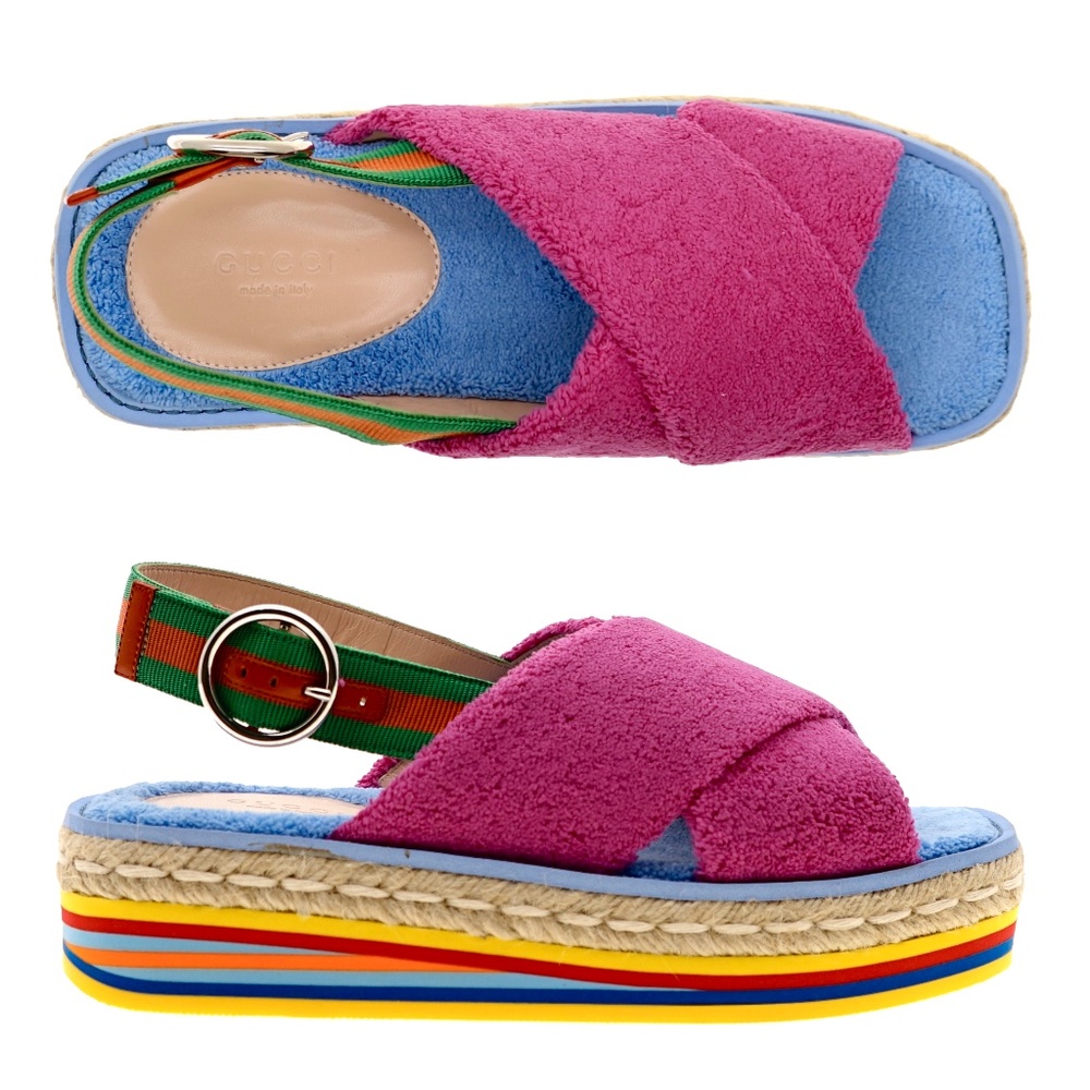 Gucci Terry Platform Sandals Size 37.5 New